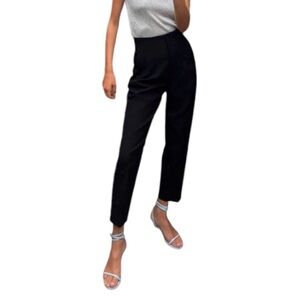Zara High Waist Trousers with Hip Front Pockets and Straight Leg in Black Size 4